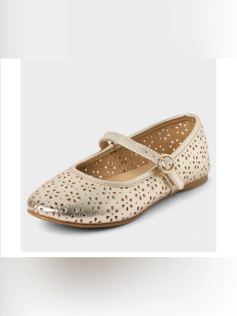 Girls Metallic Perforated Ballet Flats